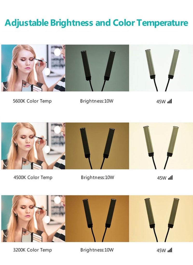 Kiboule 45W Double Arm Light, Dimmable 3 Light Modes LED Lighting Kit for Makeup Artist Light,Lash Light, Beauty Light Eyebrow Tattoo Lamp Studio Video Photographic Light with Remote Control and 2M Tripod  - Image 2