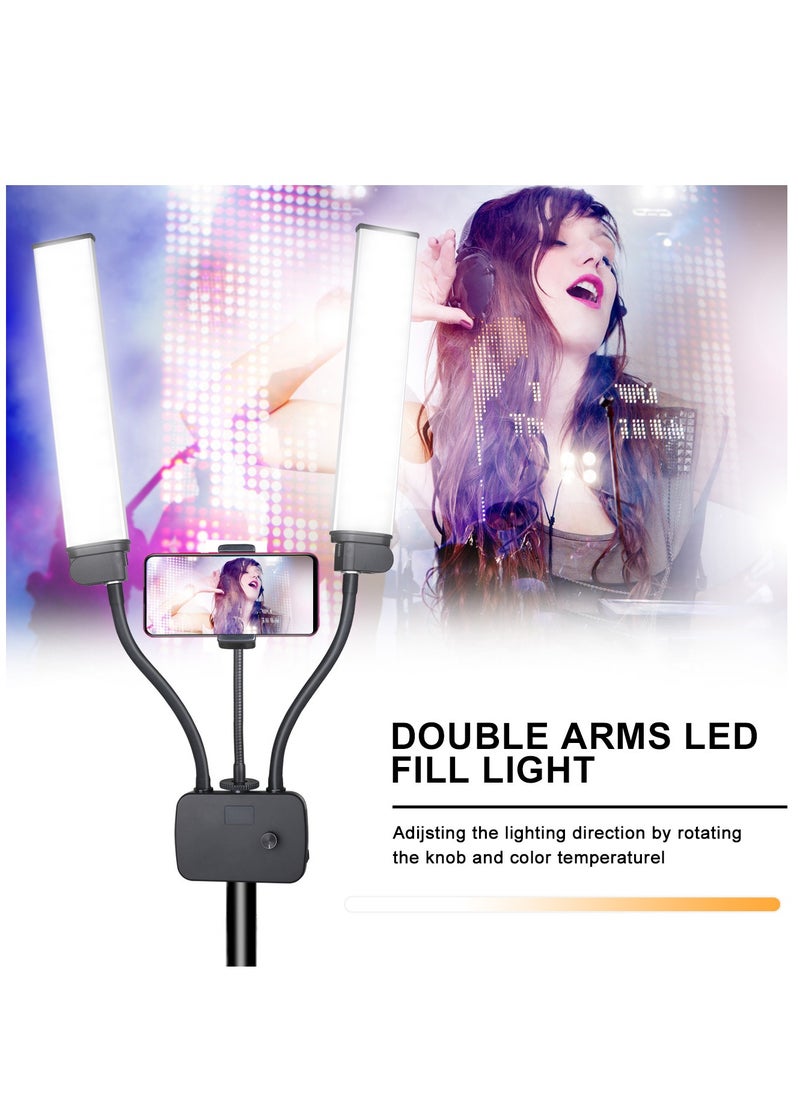 Kiboule 45W Double Arm Light, Dimmable 3 Light Modes LED Lighting Kit for Makeup Artist Light,Lash Light, Beauty Light Eyebrow Tattoo Lamp Studio Video Photographic Light with Remote Control and 2M Tripod  - Image 4