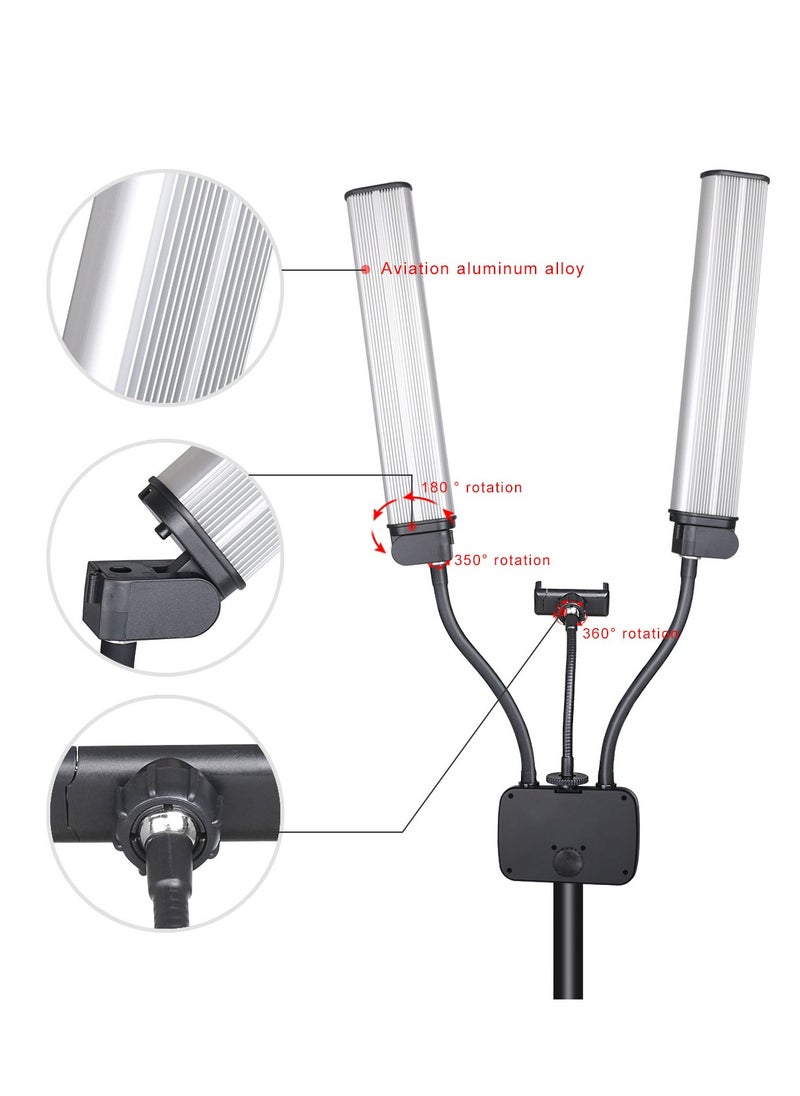 Kiboule 45W Double Arm Light, Dimmable 3 Light Modes LED Lighting Kit for Makeup Artist Light,Lash Light, Beauty Light Eyebrow Tattoo Lamp Studio Video Photographic Light with Remote Control and 2M Tripod  - Image 5