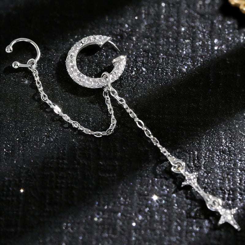 ofeankri Tassel Sparkling Star Ear Clips for Women - Asymmetric Ear Bone Clip, No Piercing Required, Minimalist Chic Earrings - Image 3