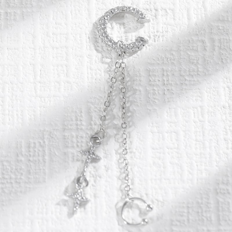 ofeankri Tassel Sparkling Star Ear Clips for Women - Asymmetric Ear Bone Clip, No Piercing Required, Minimalist Chic Earrings - Image 4