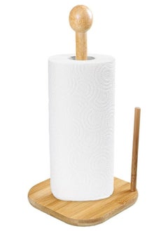 Casa Bella The Brand Bamboo Paper Towel Holder Natural Bamboo Wooden Countertop Vertical Kitchen Paper Roll Holder Non Slip Base Paper Towel Tissue Stand Tissue Holder for Kitchen Bedroom Living Room Toilet (Square Shape)  - Image 2