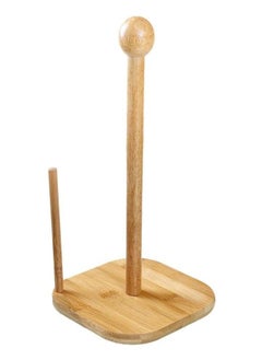 Casa Bella The Brand Bamboo Paper Towel Holder Natural Bamboo Wooden Countertop Vertical Kitchen Paper Roll Holder Non Slip Base Paper Towel Tissue Stand Tissue Holder for Kitchen Bedroom Living Room Toilet (Square Shape)  - Image 1