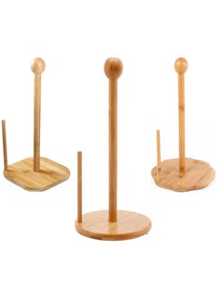 Casa Bella The Brand Bamboo Paper Towel Holder Natural Bamboo Wooden Countertop Vertical Kitchen Paper Roll Holder Non Slip Base Paper Towel Tissue Stand Tissue Holder for Kitchen Bedroom Living Room Toilet (Square Shape)  - Image 3