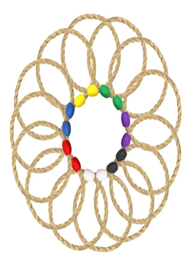 DONZWIYES 14 Pack Sisal Rope Ring Toss Game Replacement Parts for Adults and Kids, Outdoor Toss Rings for Agility/Speed Practice and Yard/Lawn Game for Party(7 Colors-Red Blue Yellow Green Purple Black White) - Image 1