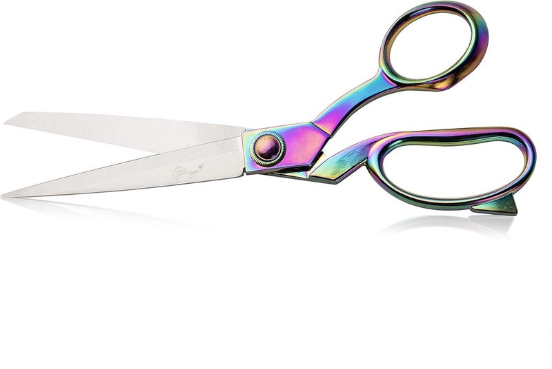 eZthings ® 10" Dressmaker Sewing Classic Ultra Sharp Shears Heavy Duty Tailor Fabric Scissors in Titanium Coating Stainless Steel (10 Inch Rainbow) - Image 2