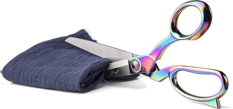eZthings ® 10" Dressmaker Sewing Classic Ultra Sharp Shears Heavy Duty Tailor Fabric Scissors in Titanium Coating Stainless Steel (10 Inch Rainbow) - Image 3