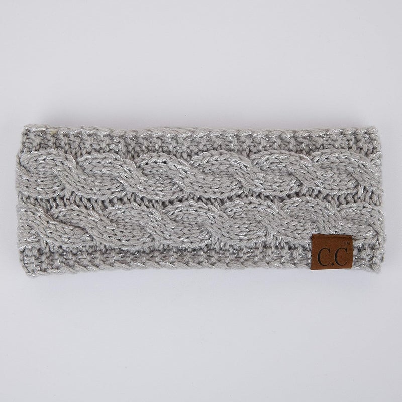 Cc Winter Fuzzy Fleece Lined Thick Knitted Diagonal Stripes Criss-Cross Pattern Headband Headwrap (HW-2060) - Image 2