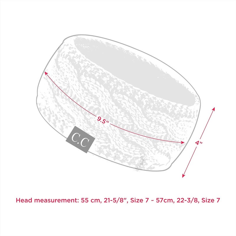 Cc Winter Fuzzy Fleece Lined Thick Knitted Diagonal Stripes Criss-Cross Pattern Headband Headwrap (HW-2060) - Image 4