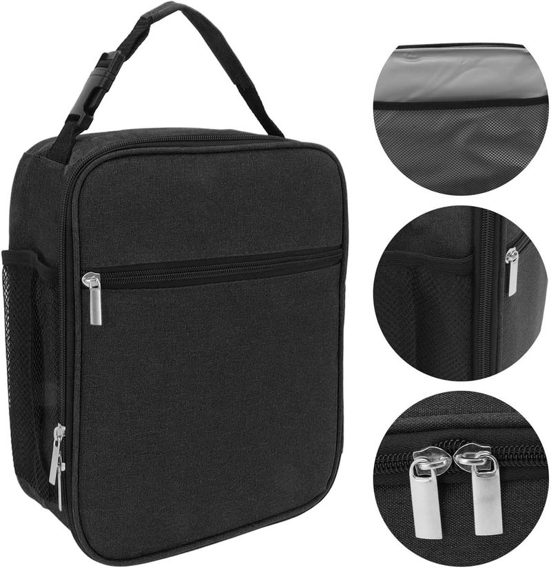 Insulated Lunch Bag, 6L Leakproof Oxford Fabric Lunch Box with Portable Handle and Mesh Pockets, for Outdoor Camping Beach Picnic (Black) - Image 2
