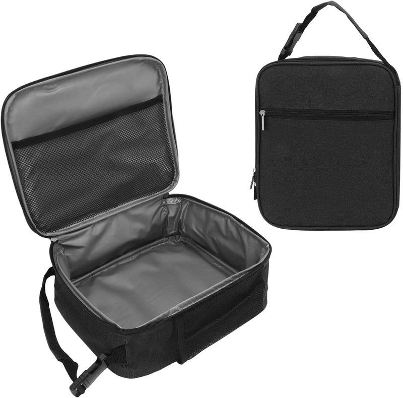 Insulated Lunch Bag, 6L Leakproof Oxford Fabric Lunch Box with Portable Handle and Mesh Pockets, for Outdoor Camping Beach Picnic (Black) - Image 3