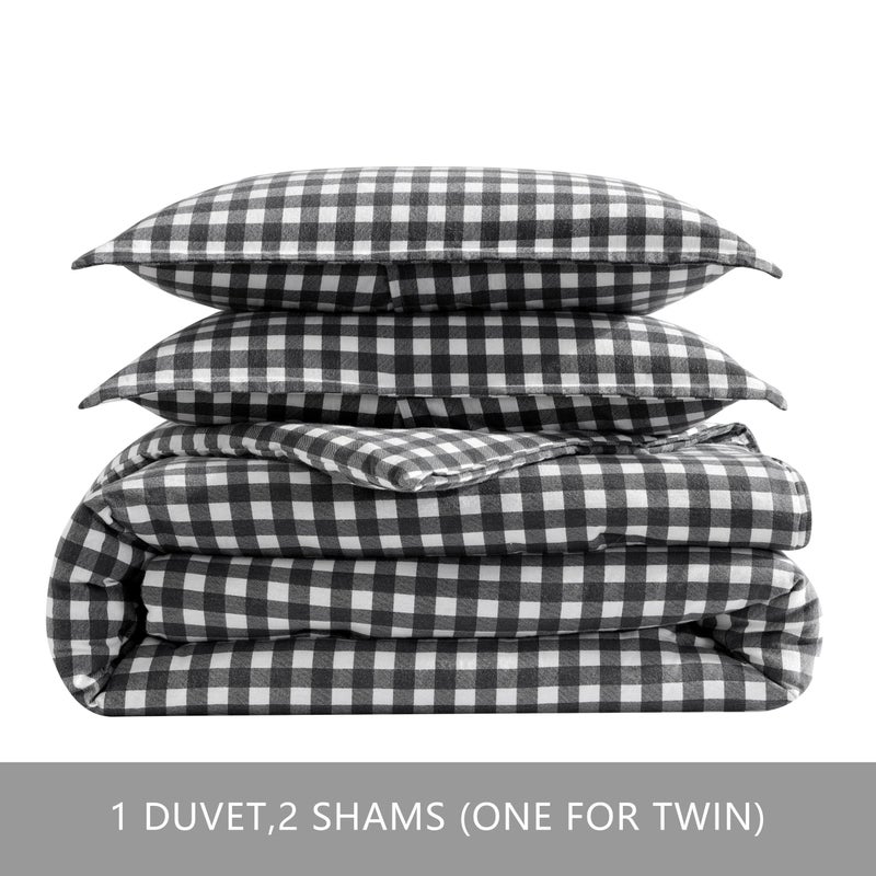 Eddie Bauer - Queen Duvet Cover Set, Reversible Flannel Bedding with Matching Shams, Luxurious Bedding Set for Colder Months (Preston Grey, Queen) - Image 5