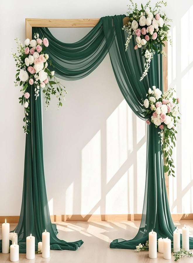 LINXTAR Wedding Arch Draping Fabric 30'' x 18FT Sheer Chiffon Arch Drape Backdrop 1 Panel Emerald Green Drape for Bridal Shower Photo Booth Church Decor Birthday Party Outdoor Decoration - Image 1