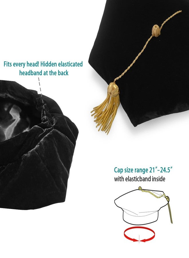 Endea Graduation Deluxe Doctoral Tam with Six Sides and Gold Bullion Academic Regalia Unisex - Image 3