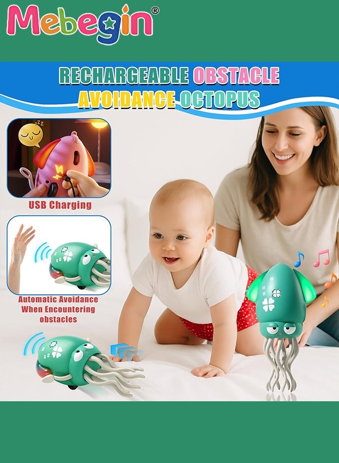 ميبيجين لعبة الأخطبوط الراقص الكهربائي السحري مع ضوء LED وموسيقى، أخطبوط راقص زاحف مرح مع صنارة صيد، لعبة الحبار الراقص مع المجسات الذكية، ألعاب وقت الاستلقاء على البطن للأطفال، ألعاب مونتيسوري خضراء للأطفال بعمر سنة واحدة، لعبة صيد قماشية 10 في 1 للأطفال الصغار مع أكواب قابلة للتكديس، لعبة للأطفال من عمر 12 إلى 18 شهرًا. هدية عيد ميلاد للأولاد، ألعاب أطفال بعمر سنة وسنتين، هدايا للأولاد والبنات. ألعاب مستلقية على البطن مُحسّنة، وسادة مستلقية على البطن ٤ في ١، داعمة لجلوس الأطفال حديثي الولادة من عمر ٠-٣ أشهر، عضاضة قابلة للفصل، خشخيشة، ألعاب حسية للأطفال من عمر ٠-٣ أشهر. - Image 4