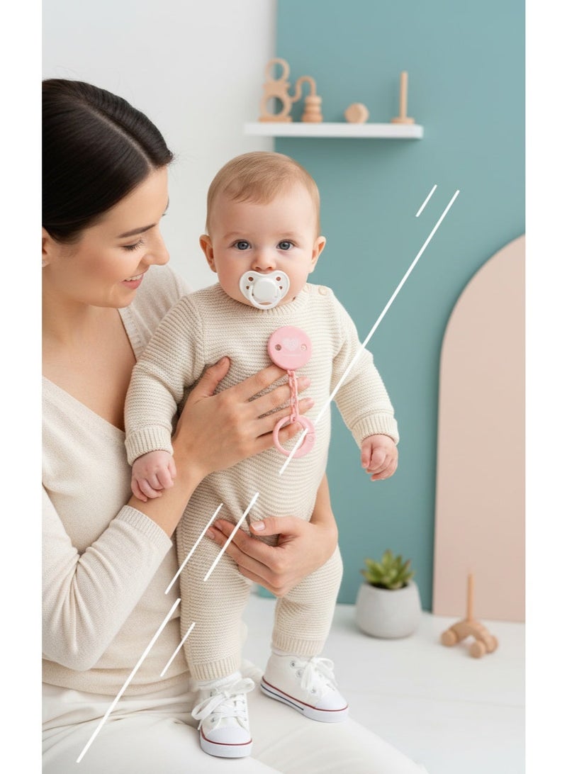 Canpol Babies Soother Holder | 0m+ | Pacifier Clip with Chain | Prevents Pacifier Loss | BPA Free | Pink - Image 3