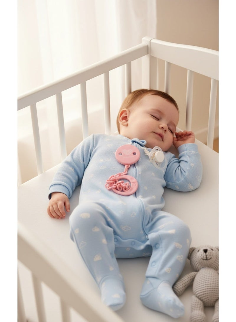 Canpol Babies Soother Holder | 0m+ | Pacifier Clip with Chain | Prevents Pacifier Loss | BPA Free | Pink - Image 4