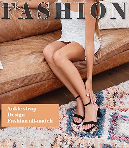 Ankis Black Heels for Women - Open Toe Ankle Strap Chunky Heel Pump Sandals Party Wedding Strappy Buckle Sandals Standard Size 2.75 Inches Tall Thick Heel Design… - Image 3