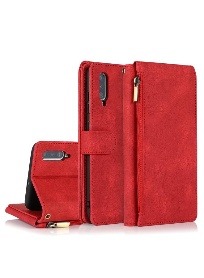 S-TOP Case For Samsung Galaxy A70 Skin-feel Crazy Horse Texture Zipper Wallet Bag Horizontal Flip Leather Case with Holder & Card Slots & Wallet & Lanyard - Image 1