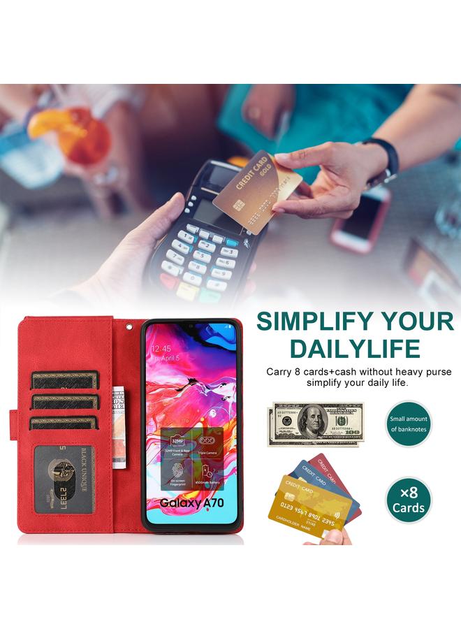 S-TOP Case For Samsung Galaxy A70 Skin-feel Crazy Horse Texture Zipper Wallet Bag Horizontal Flip Leather Case with Holder & Card Slots & Wallet & Lanyard - Image 3