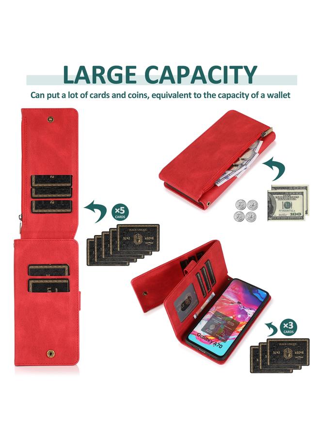 S-TOP Case For Samsung Galaxy A70 Skin-feel Crazy Horse Texture Zipper Wallet Bag Horizontal Flip Leather Case with Holder & Card Slots & Wallet & Lanyard - Image 5