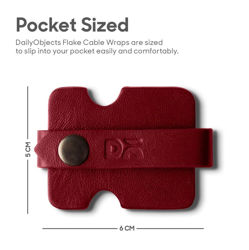 Daily Objects DailyObjects Flake Cable Wrap for Cables/Chords/Wires | Wire Winder, Headphones Holder, Mini Clip Organiser | Made, Dry-Milled Leather | (Green and Red) - Set of 2 - Image 5