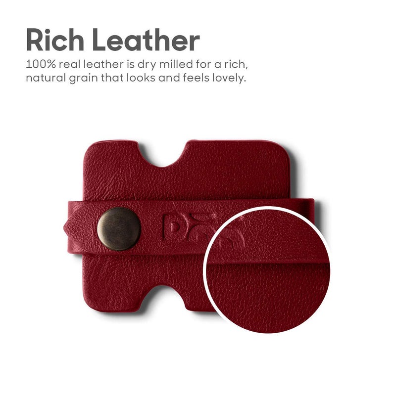 Daily Objects DailyObjects Flake Cable Wrap for Cables/Chords/Wires | Wire Winder, Headphones Holder, Mini Clip Organiser | Made, Dry-Milled Leather | (Green and Red) - Set of 2 - Image 3