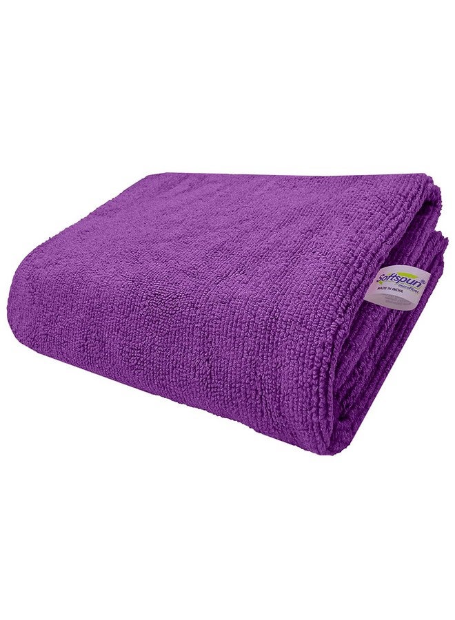 SOFTSPUN Microfiber Bath & Hair, Care Towel Set of 1 Piece, 70x140 Cms 340 GSM (Purple). Super Soft & Comfortable, Quick Drying, Ultra Absorbent in Large Size. - Image 1