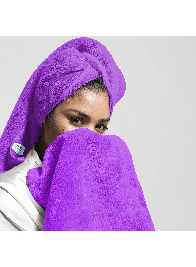 SOFTSPUN Microfiber Bath & Hair, Care Towel Set of 1 Piece, 70x140 Cms 340 GSM (Purple). Super Soft & Comfortable, Quick Drying, Ultra Absorbent in Large Size. - Image 5