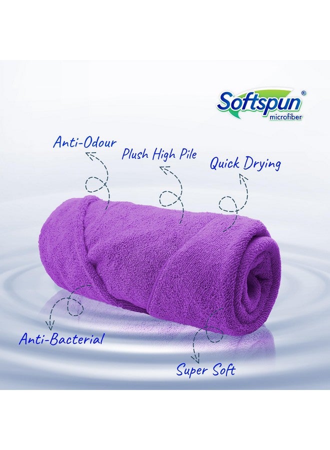 SOFTSPUN Microfiber Bath & Hair, Care Towel Set of 1 Piece, 70x140 Cms 340 GSM (Purple). Super Soft & Comfortable, Quick Drying, Ultra Absorbent in Large Size. - Image 2