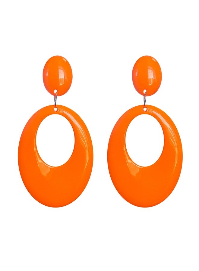 GBAHFY Retro Geometric Acrylic Earrings Lightweight Hollow Circular Stud Earrings for Women Statement Party Jewelry (Orange) - Image 1