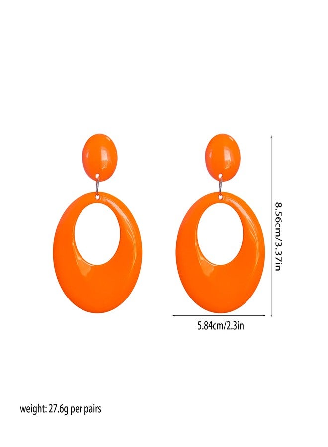 GBAHFY Retro Geometric Acrylic Earrings Lightweight Hollow Circular Stud Earrings for Women Statement Party Jewelry (Orange) - Image 5