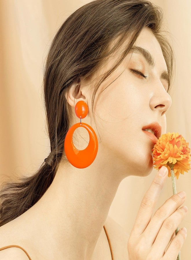 GBAHFY Retro Geometric Acrylic Earrings Lightweight Hollow Circular Stud Earrings for Women Statement Party Jewelry (Orange) - Image 4