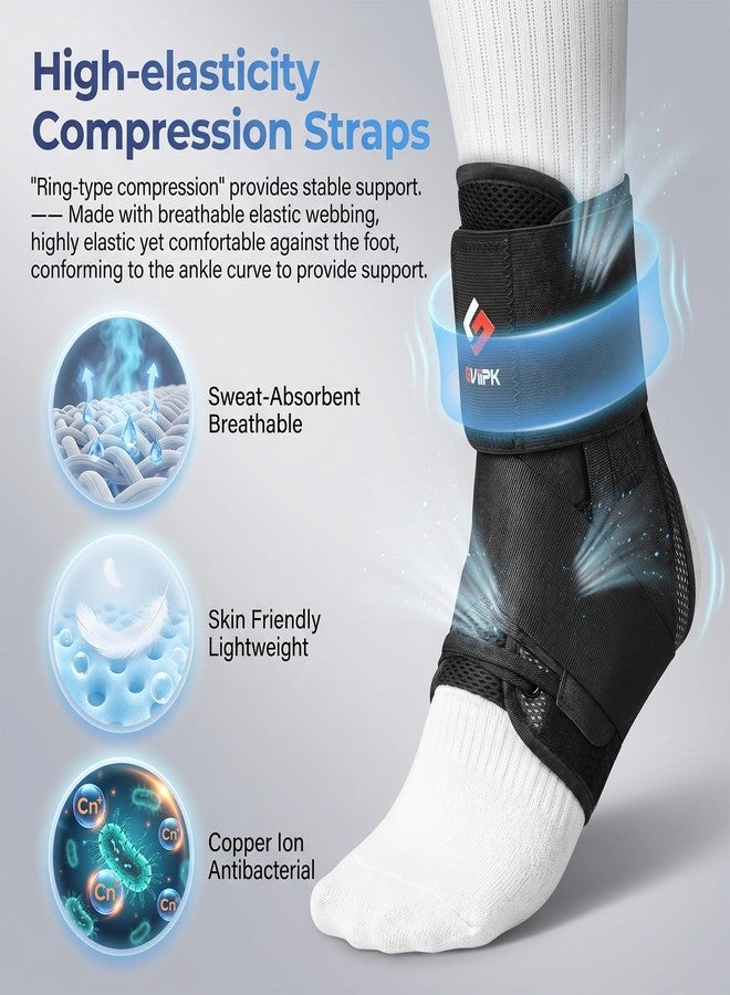 Gviipk Ankle Brace for Sprained Ankle, Quick Lace Up Ankle Brace Support Women Men, Foot Brace Ankle for Plantar Fasciitis Relief and Achilles Tendonitis Wrap, Injury Recover, Running, Sports RED- M - Image 3