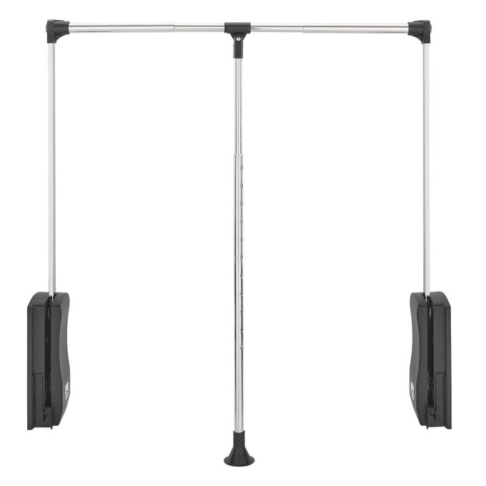 REVASHELF 2635 PULL DOWN ADJUSTABLE SIDE MOUNTED CLOSET ROD FOR KITCHENBATHROOM CABINETS WITH TELESCOPING HANDLE HARDWARE CHROME CPDR2635