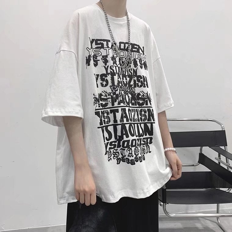 Summer Hong Kong Style oversize Men's T-shirt National Trendy Large Size Short-sleeved Men's Trendy Brand Loose Trendy Half-sleeved Fat Men - Image 3