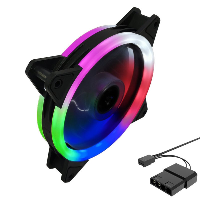 Desktop Host Computer Case Fan 12Cm Aurora Argb Solar Eclipse Led Color Change Double Aperture Silent Heat Dissipation - Image 1