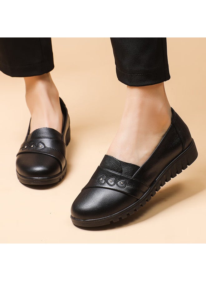 Egchi Women's Leather Loafers For Middle-aged And Elderly Mothers Hd7502 Comfortable Style Size 37 - Image 5