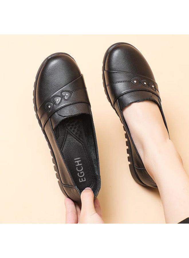 Egchi Women's Leather Loafers For Middle-aged And Elderly Mothers Hd7502 Comfortable Style Size 37 - Image 3