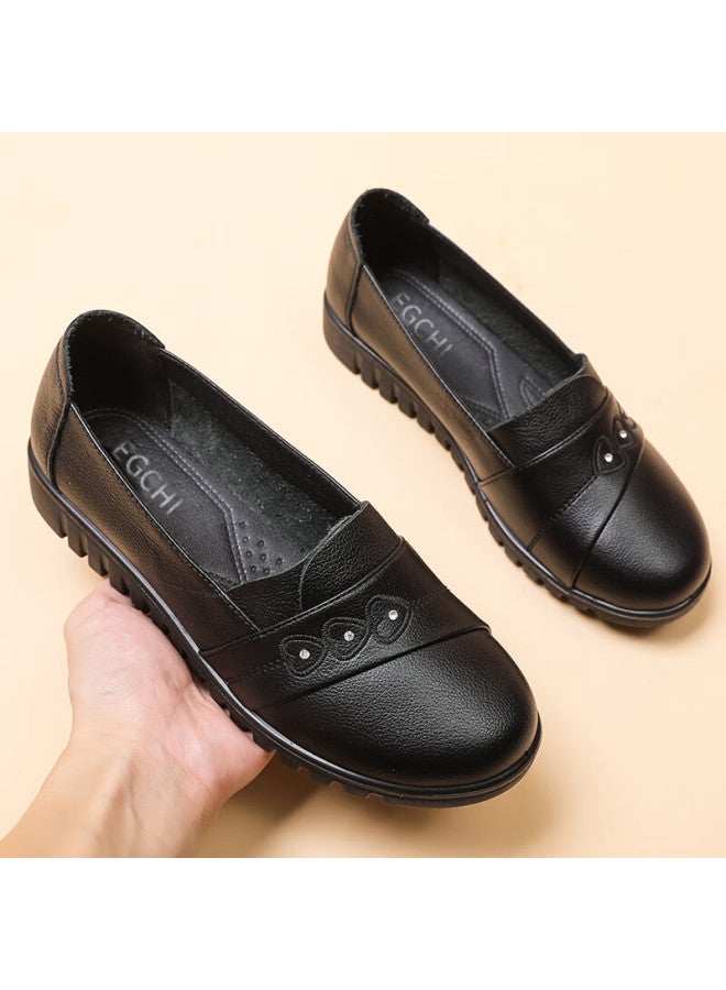 Egchi Women's Leather Loafers For Middle-aged And Elderly Mothers Hd7502 Comfortable Style Size 37 - Image 1