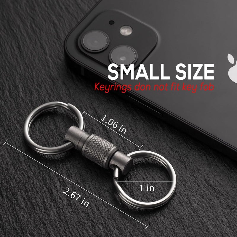FEGVE Titanium Quick Release Swivel Keychain, Pull Apart Detachable Keychain Heavy Duty Car Key Holder with 4 Key Rings - Image 5