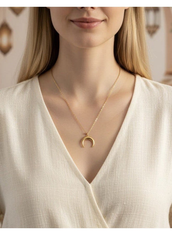 Ruby Art Gold 18K Pure Gold Necklace for women Moon gold necklace   -   1.85 Gram - Image 2