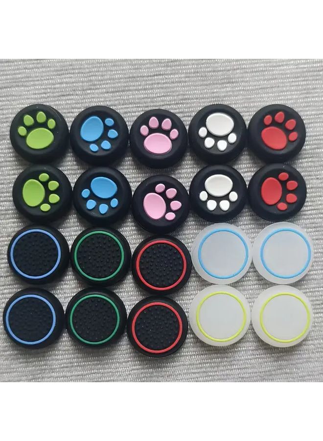 20pcs Silicone Thumb Grips For PS4 PS5 Controllers 5 Random Colors Non Slip Cat Paw Design - Image 1