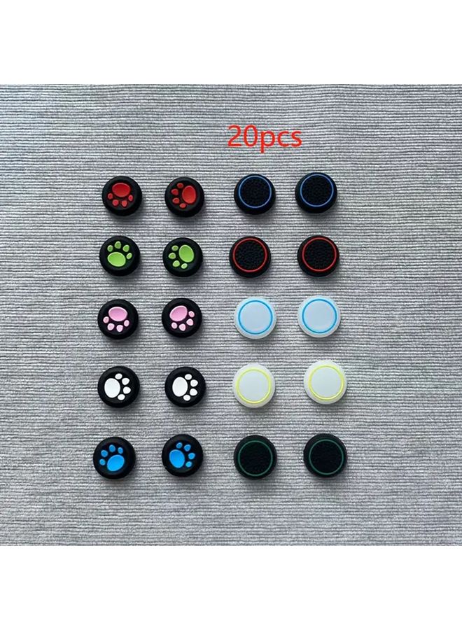 20pcs Silicone Thumb Grips For PS4 PS5 Controllers 5 Random Colors Non Slip Cat Paw Design - Image 3