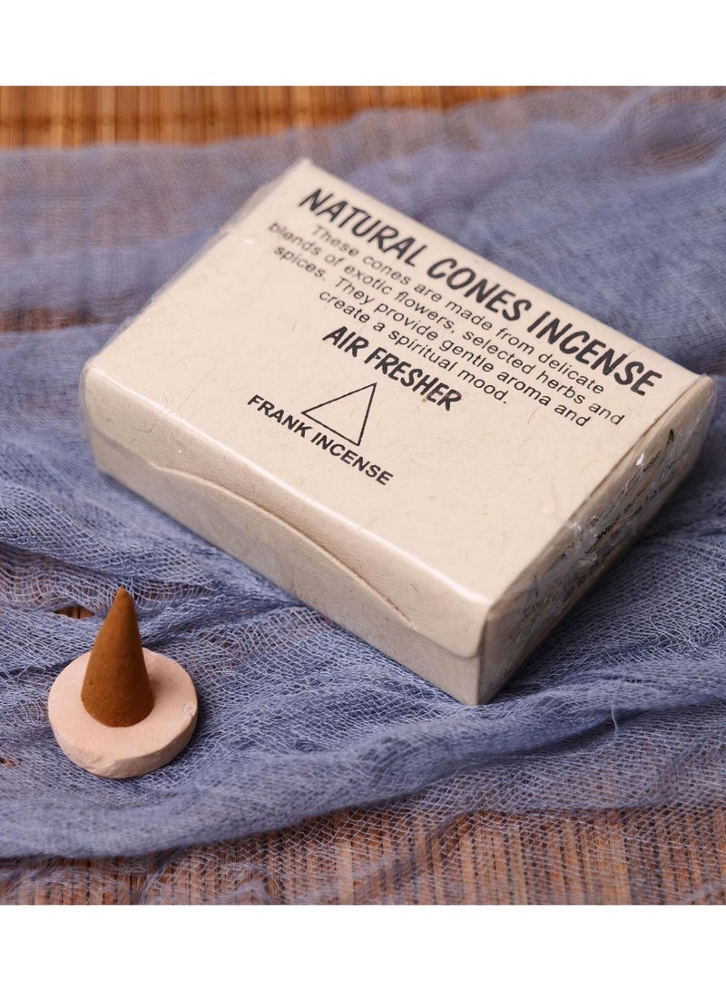 Frankincense Incense Cones Set, 1 Box Natural Handmade Oud Incense Cones ( about 25pcs ) , Long Lasting Sacred Aroma for Meditation, Prayer, Yoga, Home Fragrance & Relaxation