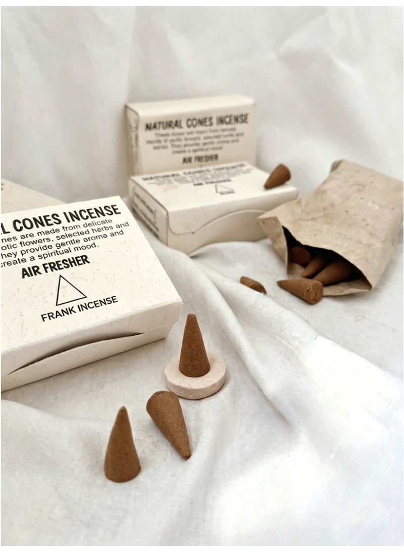 Aromancy Frankincense Incense Cones Set, 1 Box Natural Handmade Oud Incense Cones ( about 25pcs ) , Long Lasting Sacred Aroma for Meditation, Prayer, Yoga, Home Fragrance & Relaxation - Image 1