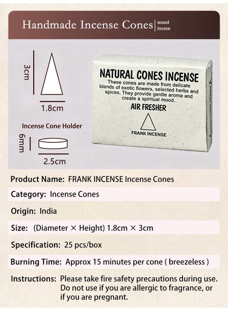 Aromancy Frankincense Incense Cones Set, 1 Box Natural Handmade Oud Incense Cones ( about 25pcs ) , Long Lasting Sacred Aroma for Meditation, Prayer, Yoga, Home Fragrance & Relaxation - Image 3