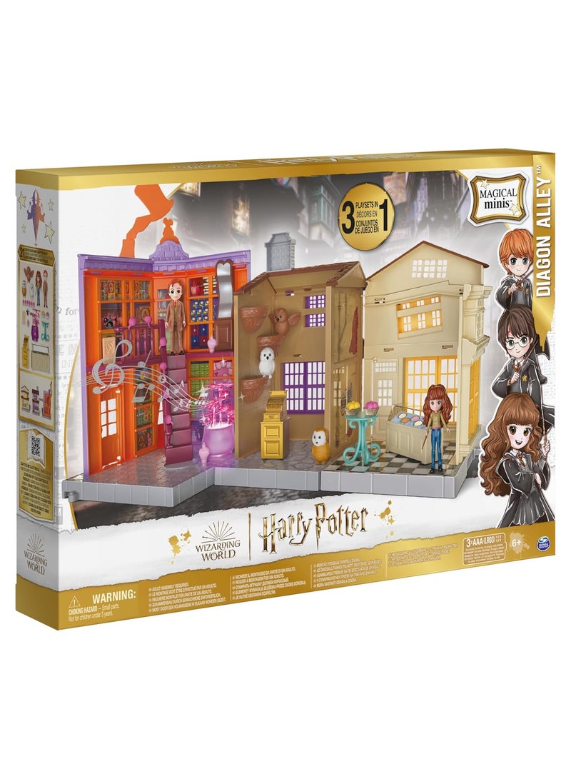 سبن ماستر عالم هاري بوتر السحري، مجموعة ألعاب زقاق دياجون السحرية 3 في 1 مع أضواء وأصوات، شخصيتان، 21 ملحقًا، ألعاب للأطفال من سن 6 سنوات فما فوق - Image 1