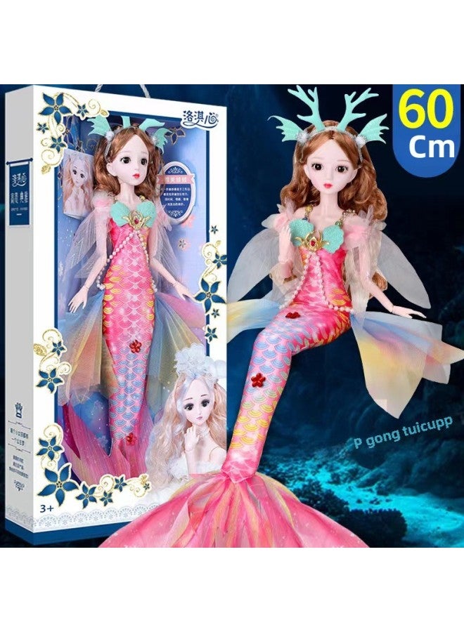 Childlike Innocence Barbie Doll Gift Box Set Large Size 60cm Girl Doll Simulation Princess Children's Gift Toy-Color:6653 (Stereo Eye) No.10-Height:Intelligent Remote Control + Blink + Headdress + Necklace + Panoramic Gift Box - Image 1