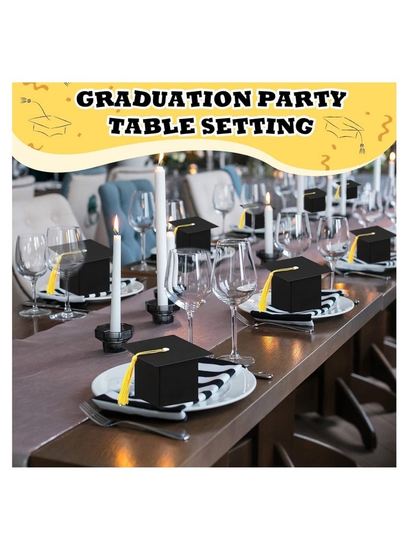 DAILYCHIC Dailychic 30 Pack Graduation Candy Boxes, Graduation Cap Gift Sugar Chocolate Boxes with Yellow Tassel, DIY Grad Treat Box for Graduation Party Favors Boxes, Graduation Decor Party Supplies  - Image 5